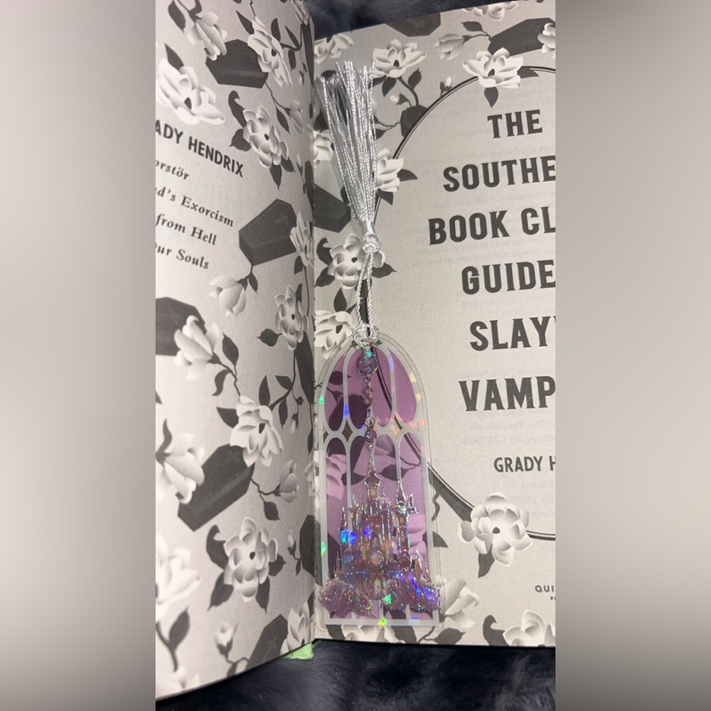 Purple Holographic Bookmark with Tassel castle